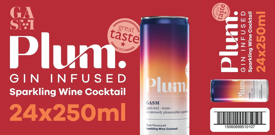 Gasm Drinks Case of 24 Cans Plum, Gin-Infused, Fizz Cans 250ml