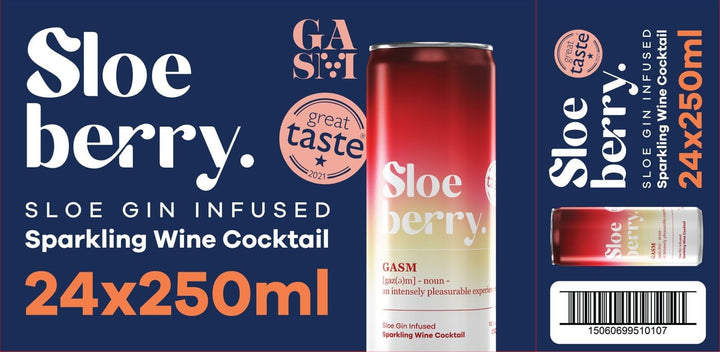 Gasm Drinks Case of 24 Sloe berry, Gin-Infused, Fizz Cans 250ml